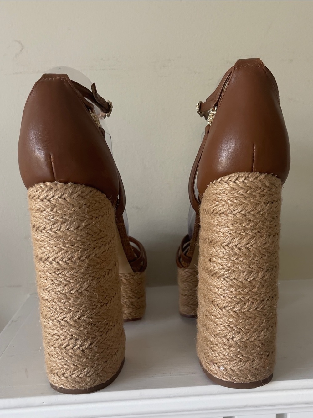 Sam Edelman Kade Square Toe Crossover Strap  High Heel Platform Sandals Size 10 - Picture 6 of 9